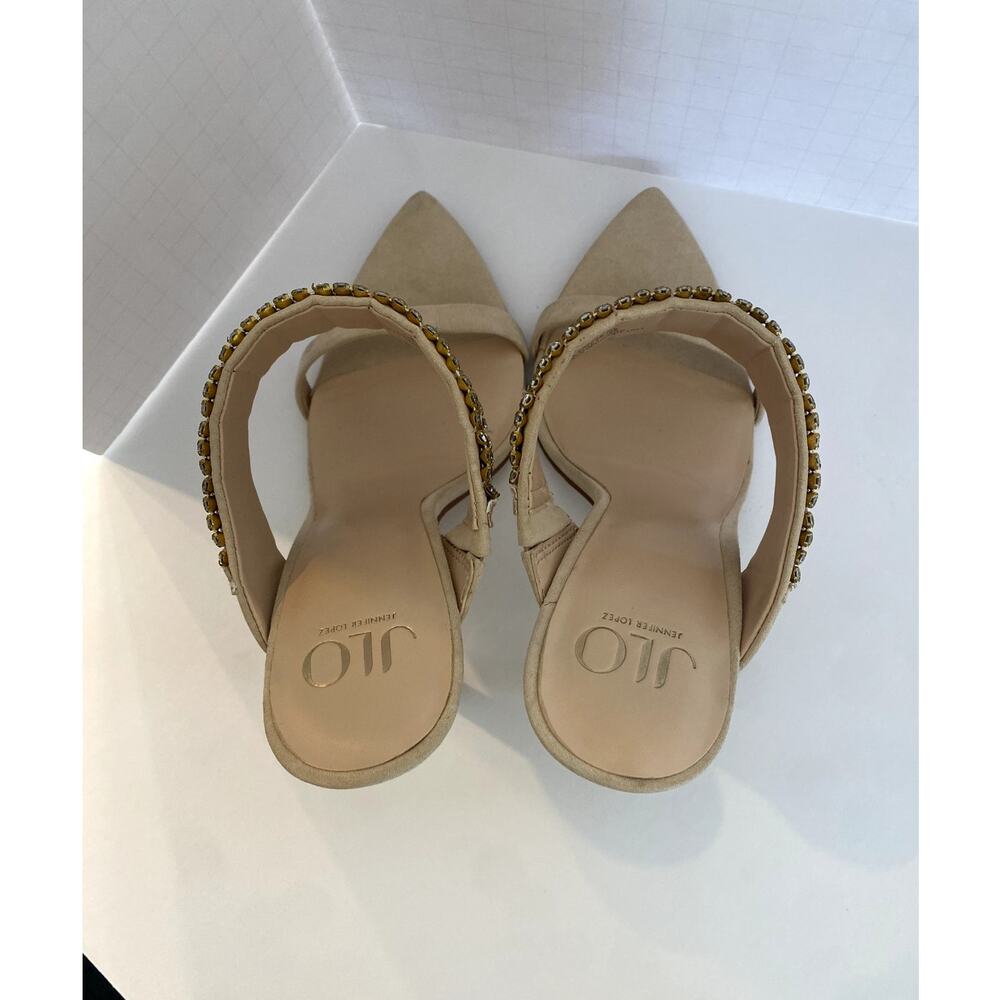 Jennifer Lopez Nude/Gold Rhinestone High Heel Slide - Picture 6 of 7